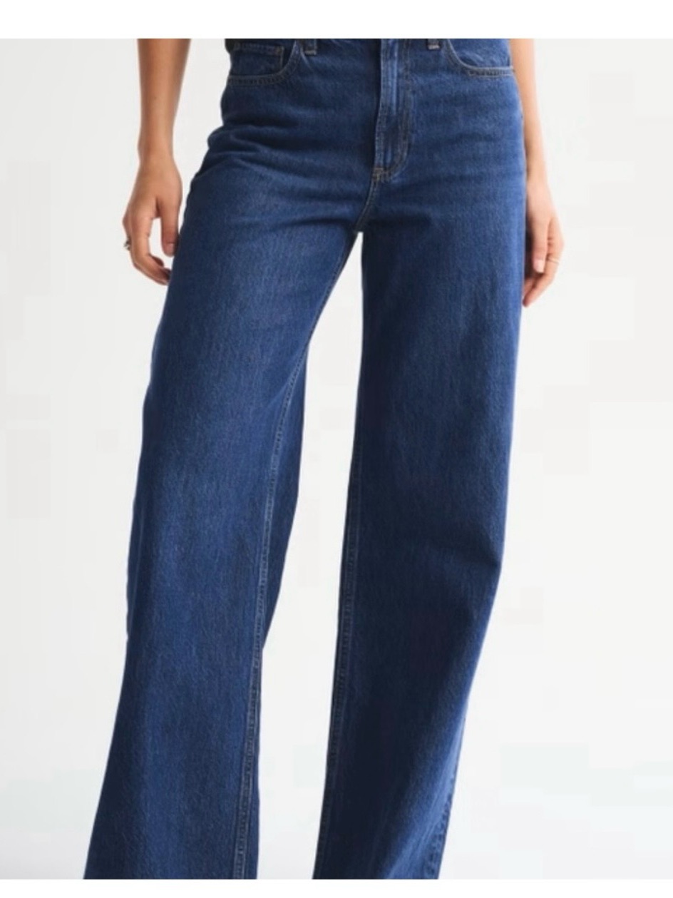 Abercrombie & Fitch Dark Blue High-Rise Wide-Leg Jeans